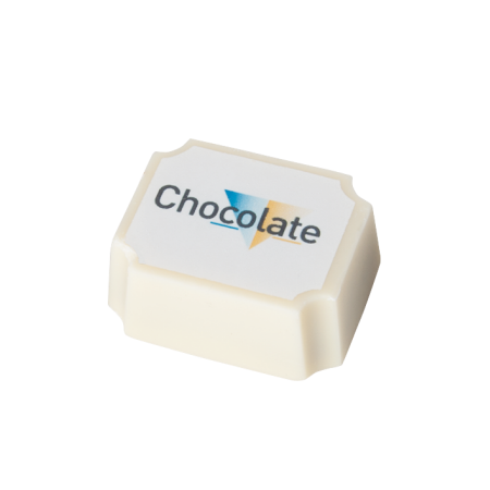 Logo-Praline aus weißer Schokolade